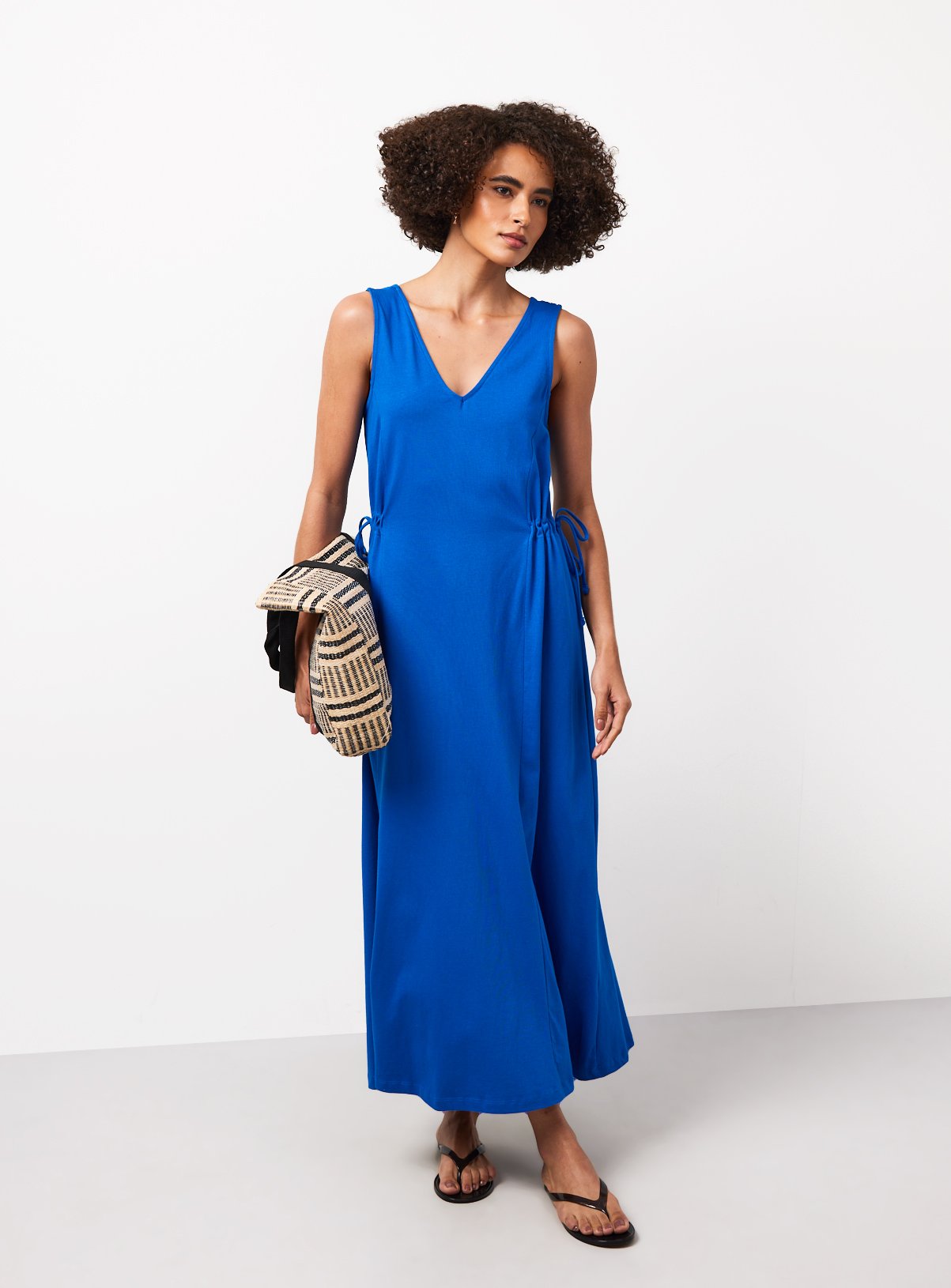 Bright Blue Jersey Tie Side Midaxi Dress 6 - Image 2 thumbnail